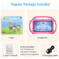 7 pouces HD écran capacitif enfants tablette PC MTK Quad Core 2GB + 32GB 3000MAH batterie Android12 Wi-Fi double caméra 0.3MP + 2MP nouveau