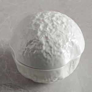 Tazón de Cerámica Blanco con Tapa para Sopa, Ensalada, Bingsu, Postre, Nido de Pájaro, Estilo Creativo con Diseño de Grano de Roca, para Restaurante - Product Image 4