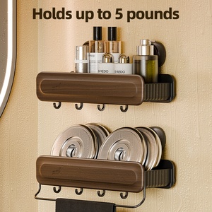 Étagère murale de salle de bain sans perçage avec ventouses, organisateur de rangement <span class=keywords><strong>vintage</strong></span> pour <span class=keywords><strong>cuisine</strong></span>, douche, surfaces lisses - Product Image 3