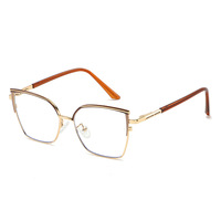 6967 Nouvelles Lunettes de Soleil Photochromiques Anti-Lumière Bleue Rétro Bicolores Cat-Eye pour Hommes et Femmes, Monture Métallique Universelle Anti-Lumière Bleue