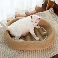 Winners Griffoir et Lit pour Chat en Corde de Chanvre Durable, Bac Ovale Profond et Concave, Conception Tout-en-un, Taille Très Grande, Emballage en Carton