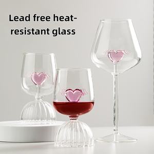 ユニークで創造的なハート型の二重用途ロマンチックなガラスゴブレットカップ、ホームパーティー、結婚式用ワイングラス - Product Image 2