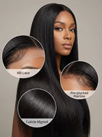 Wig Rambut Asli Vietnam HD Lace Tanpa Lem 13x4 Lace Front Wig Bone Straight Langsung dari Pabrik