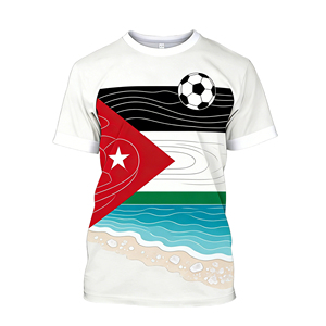 Camiseta Deportiva Personalizada con la Bandera de Jordania, Venta al Por Mayor de Fábrica, Entrega Rápida, Algodón y Poliéster Transpirable, Alta Calidad, para Eventos Deportivos y Electorales - Product Image 4