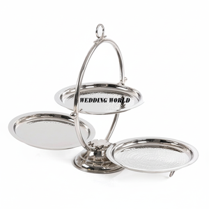 Soporte plegable de metal para chocolate Bandeja de chocolate de acero inoxidable pulido brillante Bandeja de chocolate decorativa de lujo de forma redonda - Product Image 1