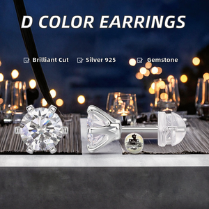 D Color 1CT Moissanite <b>Stud</b> Earrings 925 Sterling <b>Silver</b> Rhodium Plated Brilliant Round Cut Luxury Fine Jewelry for Women - Product Image 3