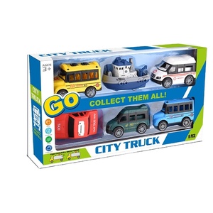 Juego de Juguetes de Plástico de Simulación de Tráfico Urbano para Niños BGL con Autobús Escolar, Coche de Policía, Coche Médico y Barco - Product Image 1