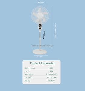 Ventilateurs sur pied à colonne en promotion, ventilateur vertical de 16 pouces, batterie haute capacité 6V5AH, charge solaire CC, moteur en cuivre pur, design fin - Product Image 4