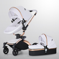 Poussette pour bébé Design à haute vue bidirectionnel Rotation à 360 degrés Peut s'asseoir Couché Pliable Absorbant les chocs Coquille d'oeuf Oxford