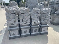 Statue de chien Feng Shui Fu Foo en pierre de granit vert chinois de grande taille pour l'extérieur, paire de Lions gardiens