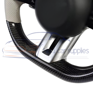 Volant en cuir beige modifié en fibre de carbone pour Mercedes Benz C GLC E S CLS <span class=keywords><strong>AMG</strong></span> ZC-223-T2-GW - Product Image 6
