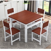 Table à manger carrée en bois avec chaises, design moderne et minimaliste, résistante aux hautes températures, pour la maison, la cuisine, le salon et la cafétéria