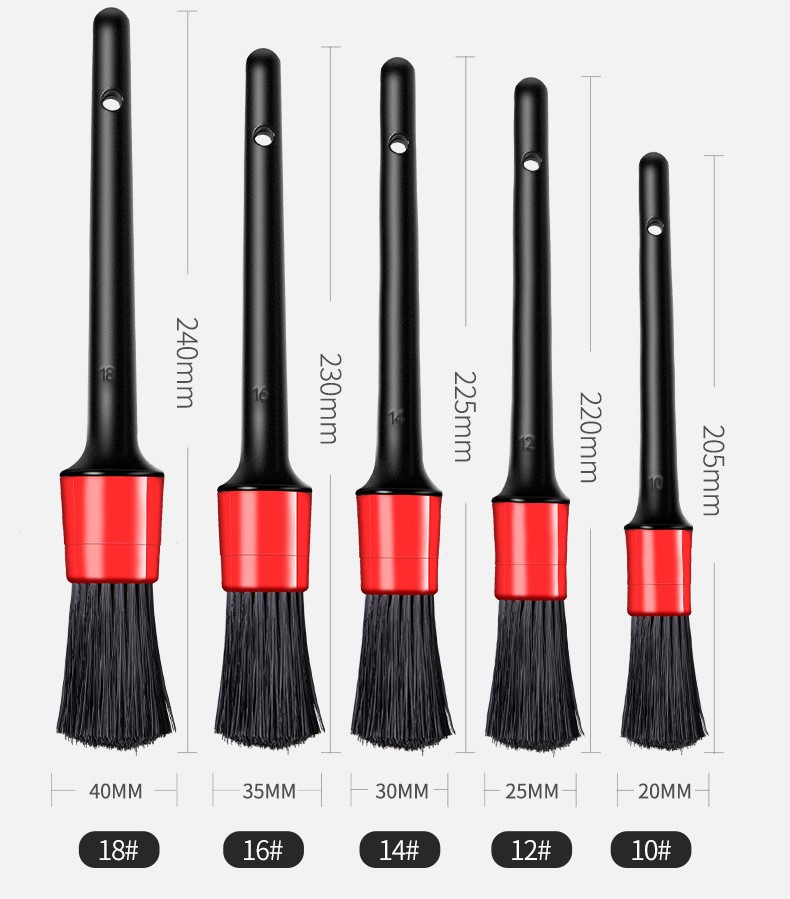 ZHENDA 5 Pack Automotive Car Detail Brush Set For Wet And Dry Use