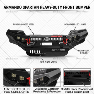 Parachoques Delantero de Acero Negro <span class=keywords><strong>Armando</strong></span> para Ford Ranger T7 T8, Diseño Spartan de Alta Resistencia Todoterreno con Soporte para Cabrestante - Product Image 6