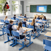 Ensemble de bureau et chaise d'école réglables en hauteur pour les élèves de 5 à 18 ans avec cadre en tube d'acier ovale, mobilier d'étude pour la salle de classe