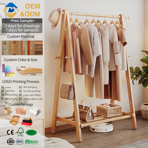 Porte-manteaux multifonctionnels de luxe en bois pour sol, gain de place, pour la maison, l'hôtel, le hall, l'atelier, la salle de sport - Product Image 1