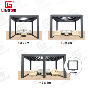 Auvent de jardin suspendu en aluminium, gazébo de <span class=keywords><strong>terrasse</strong></span>, canopée d'extérieur, noir - Product Image 3