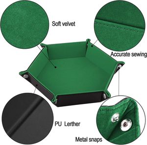 Boîte à dés hexagonale portable en cuir PU double couche, pliable, pour jeux de table D&D - Product Image 4