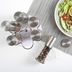 In acciaio inox macina in <span class=keywords><strong>ceramica</strong></span> vaso di vetro 7 in 1 spice grinder set con Cremagliera - Product Image 6