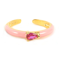 Cincin Fashion ROXI Mewah Terlaris Berlapis Emas 18K Perhiasan Perak Sterling 925 Cincin Enamel Terbuka yang Dapat Disesuaikan dengan Zirkon Berwarna