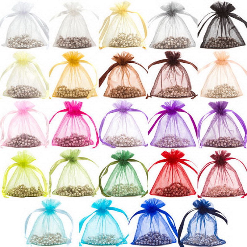 Wholesale Jewelry Custom Printed Large Organza Gift Bags Drawstring Pouches For Wedding