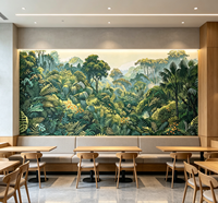 Papier peint mural Paysage de forêt tropicale verte pour salon, hall d'hôtel et zone de réception