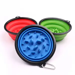 Pet Product Travel 1L Collapsible Small Big Dog Slow Food Licking Mat Foldable With Buckle Pet Feeder Puppy Dog Cat Bowls