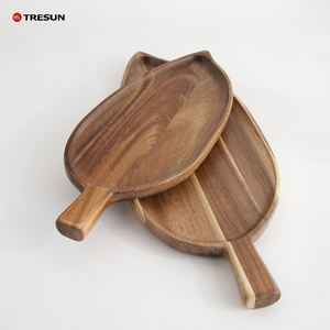 ถาดเสิร์ฟไม้อะคาเซียแผ่นไม้ขนาดเล็กรูปใบไม้สำหรับงานครัวของตกแต่งบ้านสำหรับงานนำเสนอ - Product Image 5