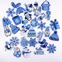 Noël bleu broderie Applique robe décoration noël fer sur/coudre sur chapitre chaussettes wapiti serviette broderie patchs