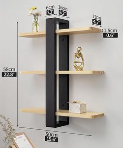 MAYHOME Furniture Wall Mounted Shelving <strong>Unit</strong> All <strong>Pine</strong> Wood 50CM 3 Tier Large <strong>Shelf</strong> for Bedroom Living Room Office Bathroom - Product Image 4