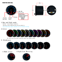 Kit de jauge numérique de rapport air-carburant large bande 52 mm, 2 pouces, LED 10 couleurs avec capteur O2 pour voiture