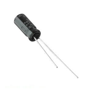 Distribuidor Autorizado, Condensador de Aluminio de 150 uF, 20%, 10V, Radial TH 10ZLH150MEFC5X11, Condensador de Orificio Pasante - Product Image 1
