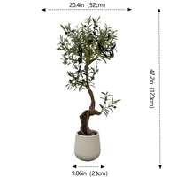Arbre d'olivier artificiel méditerranéen de 47 pouces/120 m, tronc torsadé sculpté avec fruits noirs, plante en soie pour la décoration d'hôtels, de boutiques et de magasins
