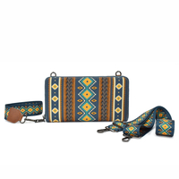 Western Aztec dompet genggam wanita, dengan tali dapat diatur dan tas selempang bisa digerakkan DOM1062678