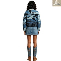 Veste Bomber Courte Tricotée Coupe-Vent Personnalisée en Tapisserie Tissée pour Femme – Vêtement d'extérieur Anime – Vente en Gros