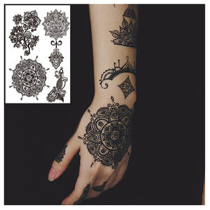 <span class=keywords><strong>Tatouage</strong></span> temporaire imperméable au henné pour mariée, motif dentelle sexy pour femme, cône de henné noir et <span class=keywords><strong>blanc</strong></span> Mehndi - Product Image 2