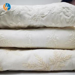 Wholesale Customized Pattern embroidered 100% cotton embroidery fabric for apparel