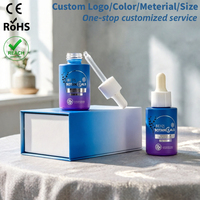 Flacons compte-gouttes en verre vides de 15 ml, 20 ml, 30 ml, 1 oz, dégradés, pour soins corporels, lotions, huiles essentielles pour barbe, avec emballage et boîte cadeau