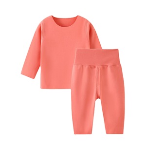 Ensemble de sous-vêtements thermiques pour bébé, couleur unie, polaire en polyester, taille haute, tenue deux pièces pour enfants, automne et hiver - Product Image 5