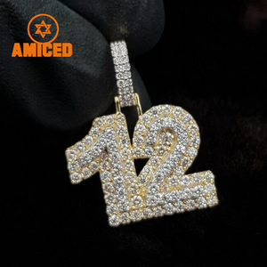 Colgante Hip Hop Personalizado con Incrustaciones de Diamantes, Plata 925, Número Inicial, Logotipo, Moissanita VVS, Colgantes de Diamantes Redondos para Hombre - Product Image 1