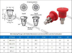 Manopola piatta M4 M6 in acciaio inossidabile Micro Mini perno smussato a stantuffo con indicizzazione a molla - Product Image 2