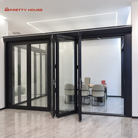 Portes pliantes en aluminium à rupture de pont thermique, modernes, étanches, multi-verrous, pour patio extérieur, en verre trempé