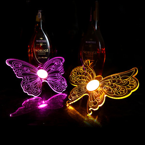 Décoration de bouteille de champagne en forme de papillon lumineux LED, sept couleurs clignotantes, accessoires de fête pour bar KTV, réutilisable - Product Image 3