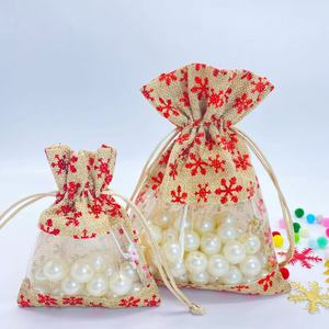 With Drawstring Linen Jewelry Pouches Wedding <b>Hessian</b> Jute <b>Bags</b> for Birthday Jewelry and Treat Pouches Party - Product Image 4