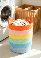 Nouveau panier de rangement pliable en corde de coton écologique, sac fourre-tout pour maman, organiseur de couches
