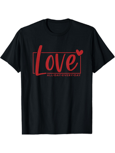 Camiseta Love All Day Every Day de algodón con estampado unisex, informal, con cuello redondo, manga corta, corte regular, camiseta de punto tipo jersey - Product Image 1