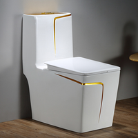 Toilette électronique de luxe avec capteur, style japonais doré, WC sans réservoir pour salle de bain 	 Cuvette de toilette noire