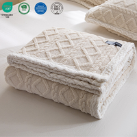 Manta de Invierno Personalizada Hesen para Cama Doble, Blanca, Cálida, de Felpa, para Dormitorio, Textil para el Hogar, Manta de Felpa Coral