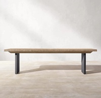 Ensemble de table et chaises d'extérieur de luxe moderne en teck massif, ensemble de salle à manger d'extérieur pour restaurant, hôtel, villa, mobilier de jardin