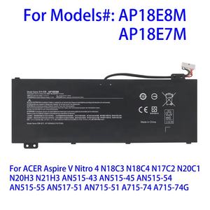 Batterie d'ordinateur portable de qualité AP18E8M pour <span class=keywords><strong>ACER</strong></span> Aspire V <span class=keywords><strong>Nitro</strong></span> <span class=keywords><strong>4</strong></span> N18C3 N18C4 N17C2 N20C1 N20H3 N21H3 AN515-43 AN515-45 15.4V 57.48WH - Product Image 2
